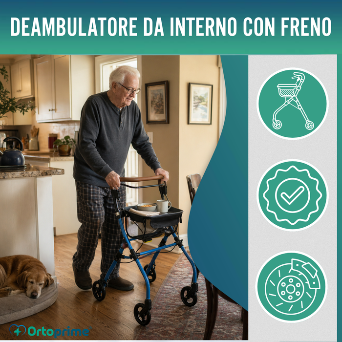 Deambulatore Rollator da Interno Pieghevole con Vassoio
