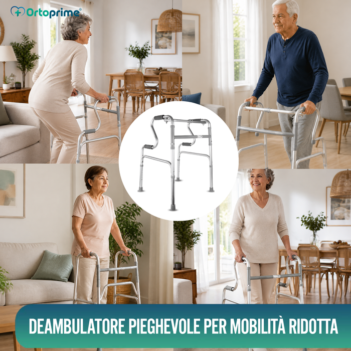Deambulatore per Adulti con Incorporatore | In Alluminio Pieghevole