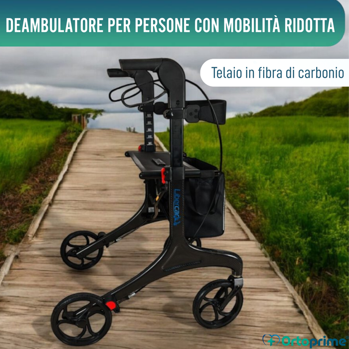 Deambulatore Pieghevole per Adulti con Sedia | Fibra di Carbonio