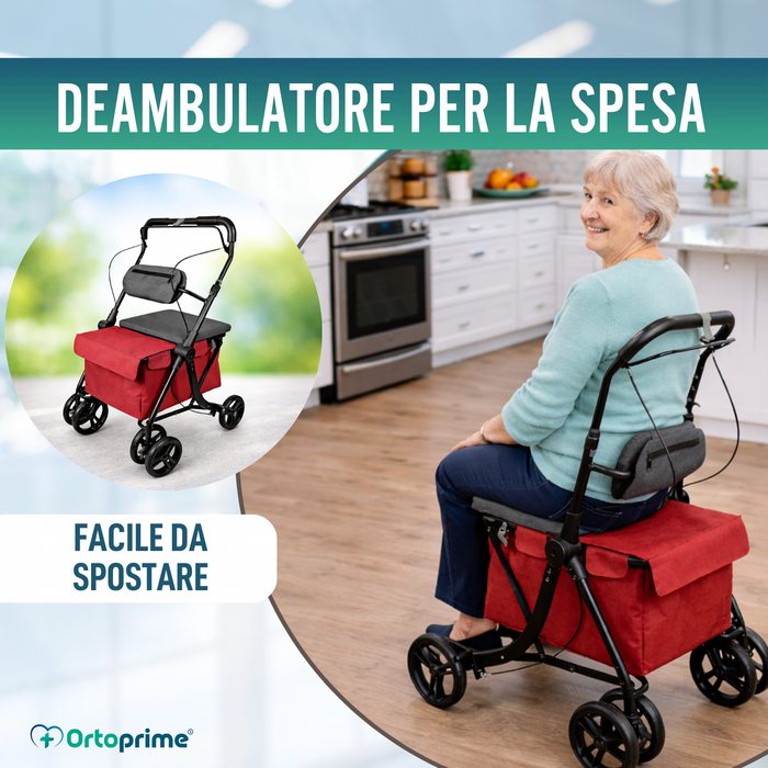 Deambulatore con Carrello Pieghevole | Sedile Integrato
