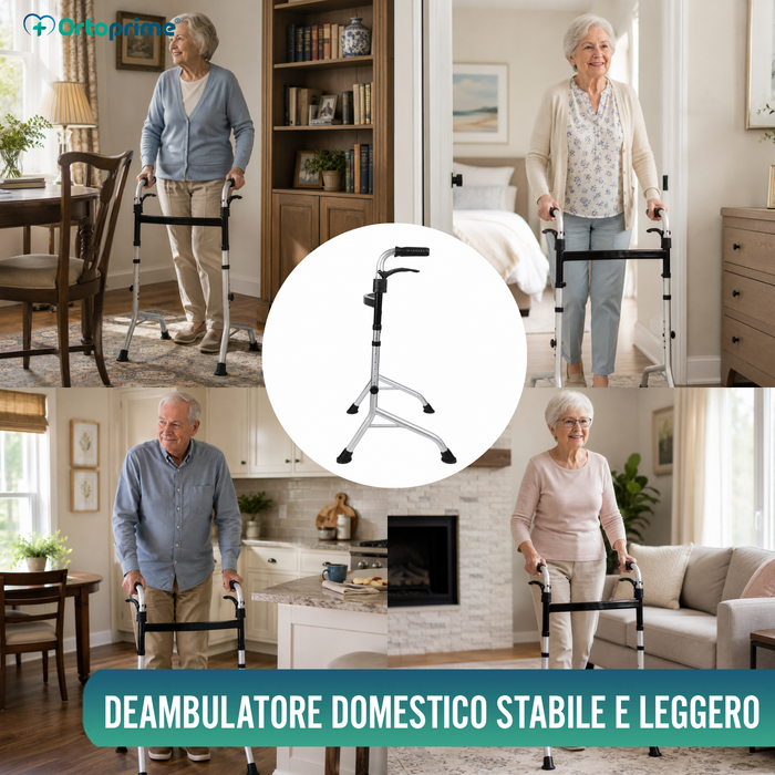 Deambulatore Senza Ruote con Maniglie Pieghevoli | Regolabile (60)