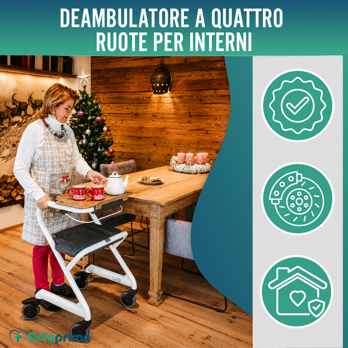 Rollator con Sedile e Freno Centrale | Uso Interno