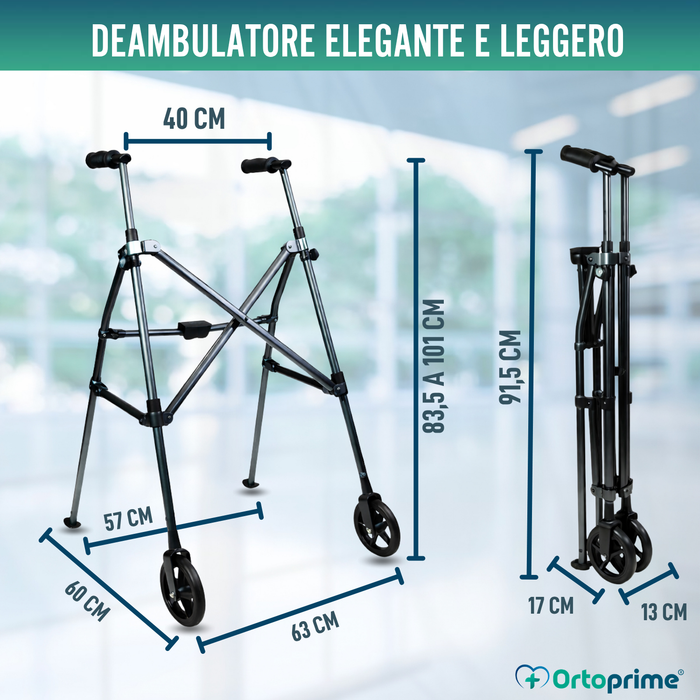 Deambulatore Alluminio Pieghevole a Ombrello | Regolabile