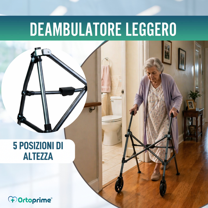 Deambulatore Alluminio Pieghevole a Ombrello | Regolabile