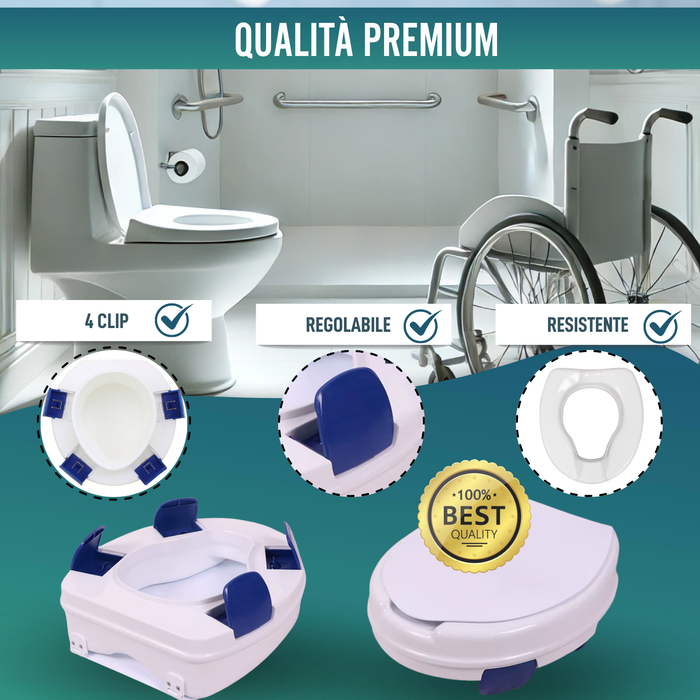 Elevatore WC Adulti 11 cm | Alzatore WC Ortopedico con 4 Clips