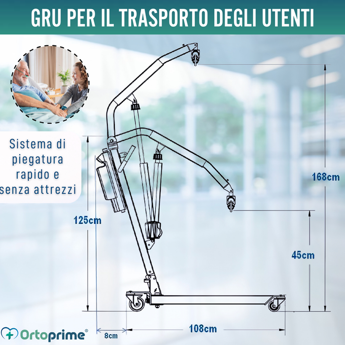 Gru Ortopedica con Imbracatura e Supporto Testa