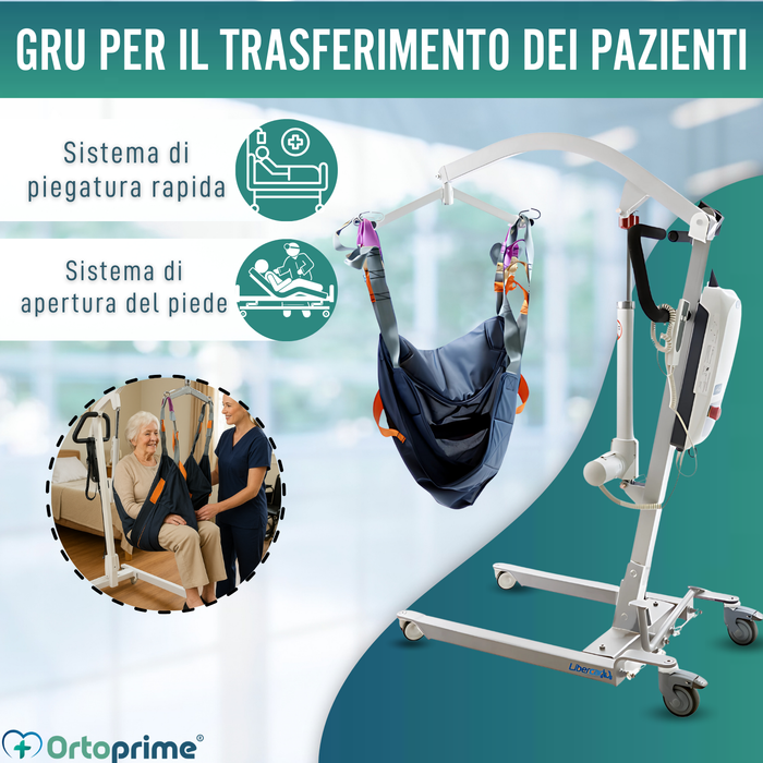 Gru per Pazienti con Imbracatura Regolabile Integrata