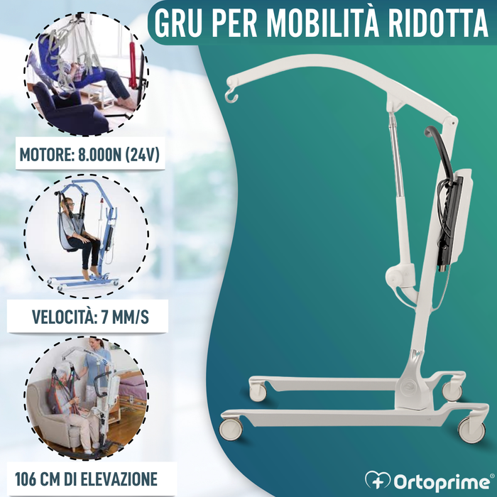 Gru Elettrica per il Trasporto dei Pazienti | Senza Imbracatura