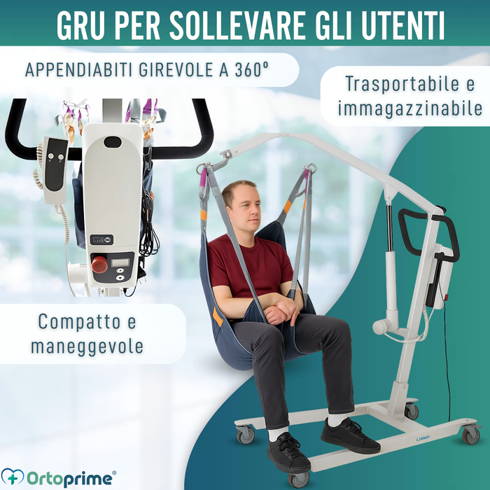 Gru Robusta per Pazienti con Imbracatura in 2 Taglie