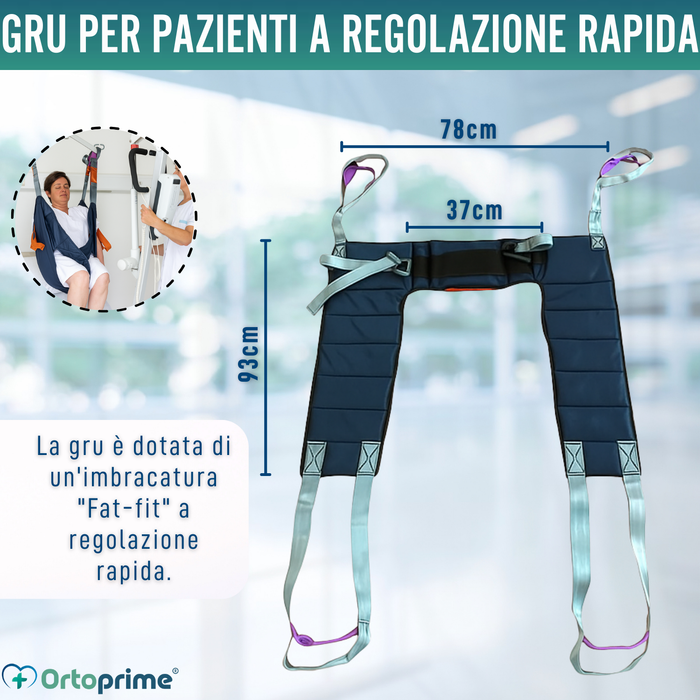 Gru per Pazienti con Imbracatura Regolabile Integrata