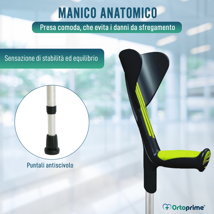 Stampelle Regolabili Anatomiche Verde Pistacchio | Pacco 2 Unità