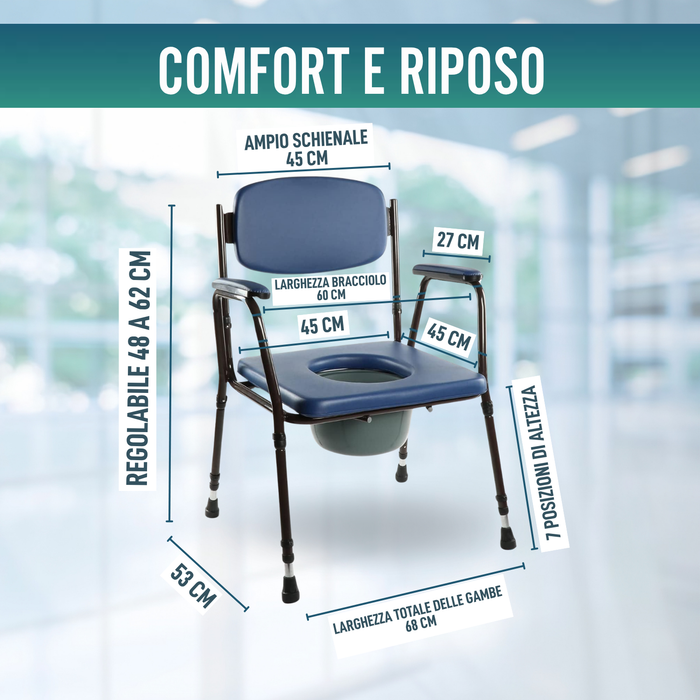 Sedia WC Imbottita con Vaso Portatile