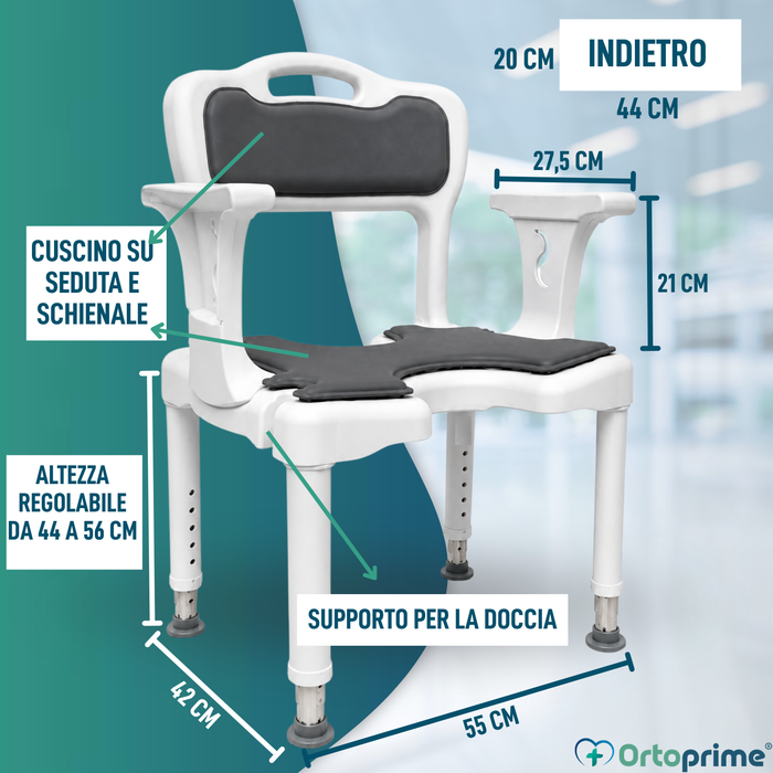 Sedia Doccia 3 in 1 a U | Sgabello Bagno Antiscivolo