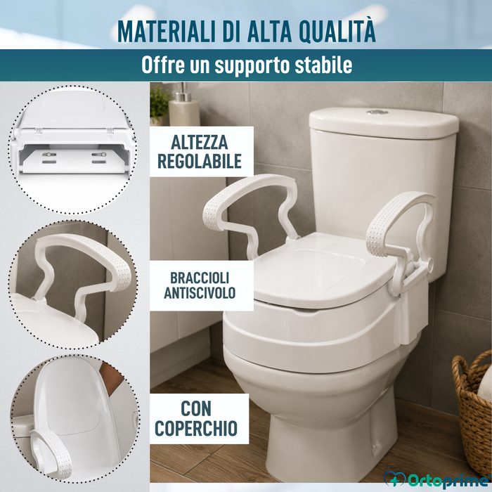 Rialzo WC Regolabile 3 Altezze | Sedile con Coperchio