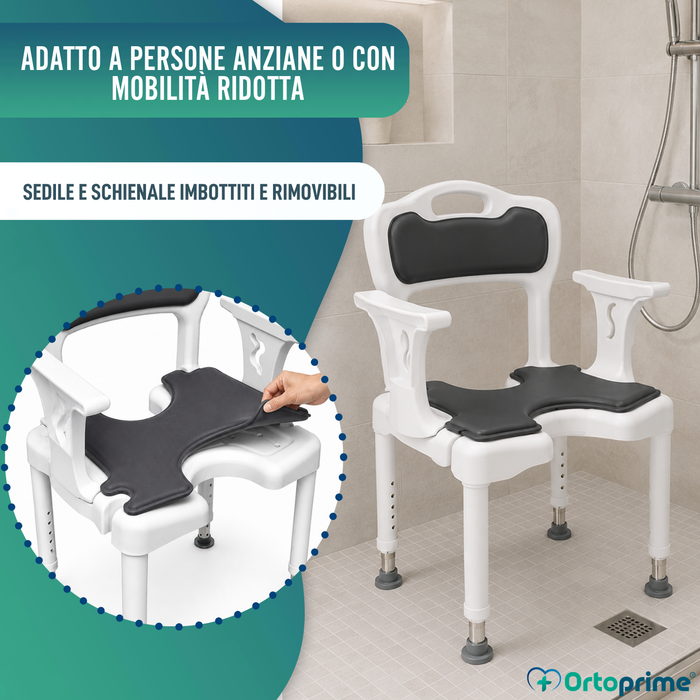 Sedia Doccia 3 in 1 a U | Sgabello Bagno Antiscivolo