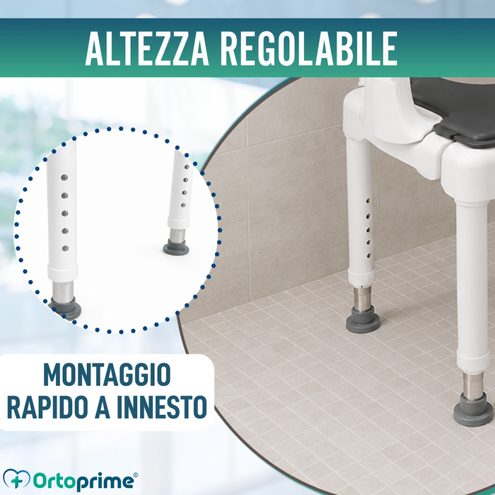 Sedia Doccia 3 in 1 a U | Sgabello Bagno Antiscivolo