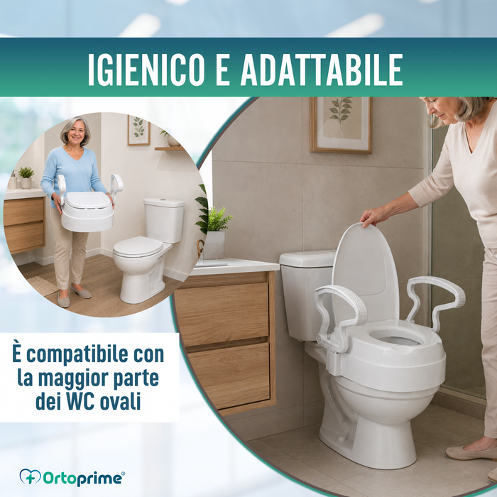 Rialzo WC Regolabile 3 Altezze | Sedile con Coperchio