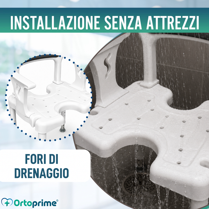 Sedia Doccia 3 in 1 a U | Sgabello Bagno Antiscivolo