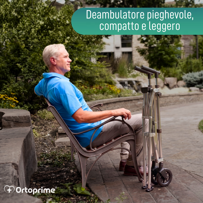 Deambulatore Pieghevole 2 Ruote Ultraleggero Regolabile in Altezza