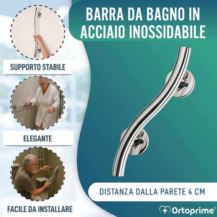 Barra di Sostegno per Bagno in Acciaio Inox | 35 cm