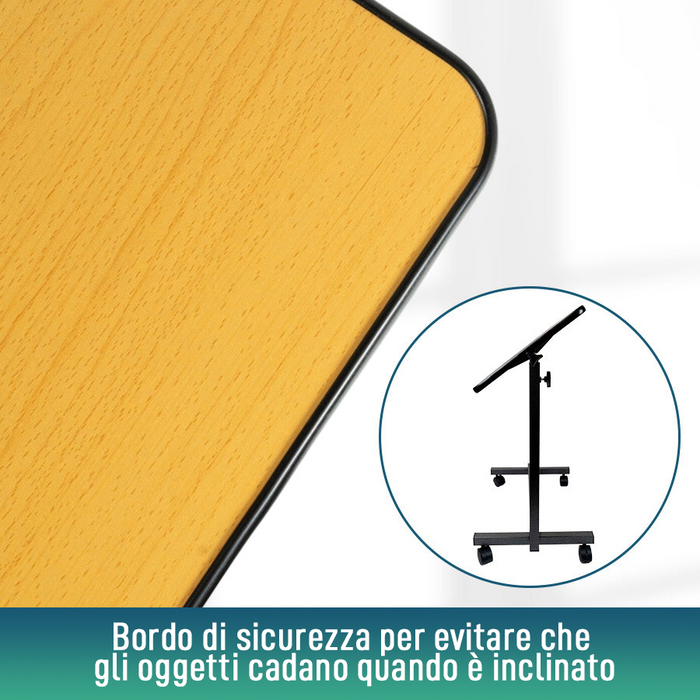 Mensa Ausiliaria Pieghevole con Altezza Regolabile e Piano Ribaltabile a 90°