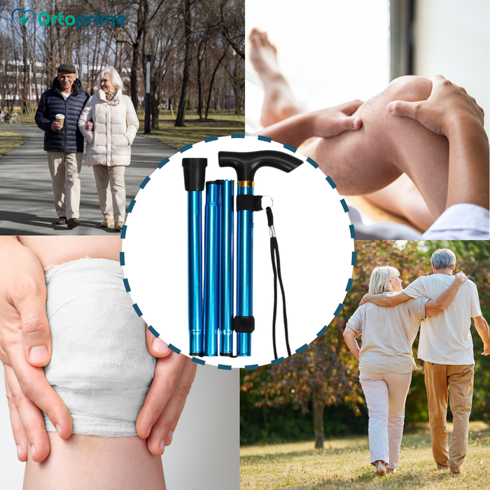 Bastone Pieghevole ed Estensibile per Camminare | Blu