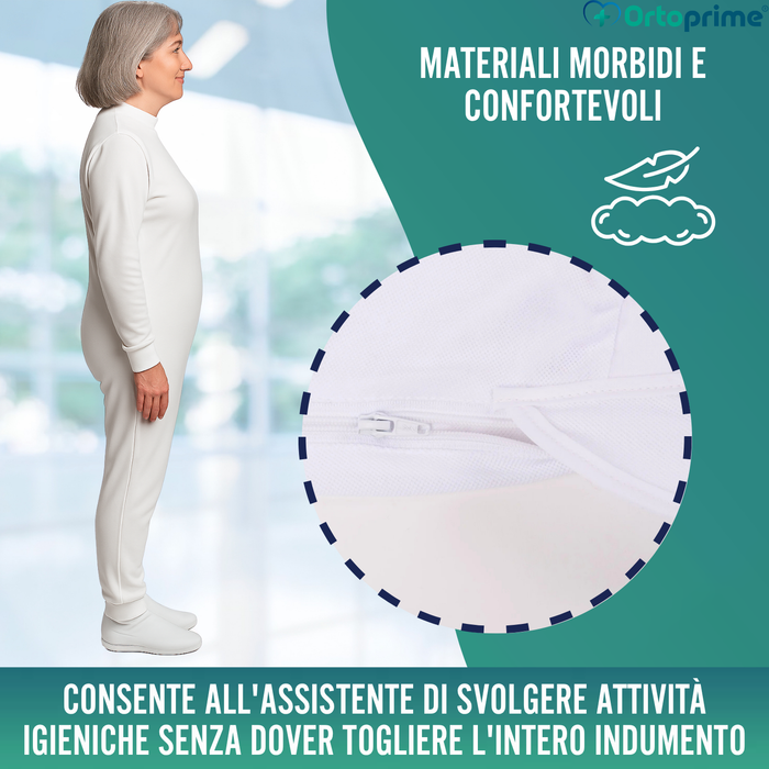 Pigiama Anti-incontinenza Manica Lunga | Unisex Doppia Zip