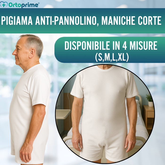 Pigiama Anti-Pannolino con Cerniera | Maniche Corte