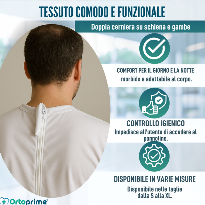 Pigiama Anti-incontinenza Manica Lunga | Unisex Doppia Zip