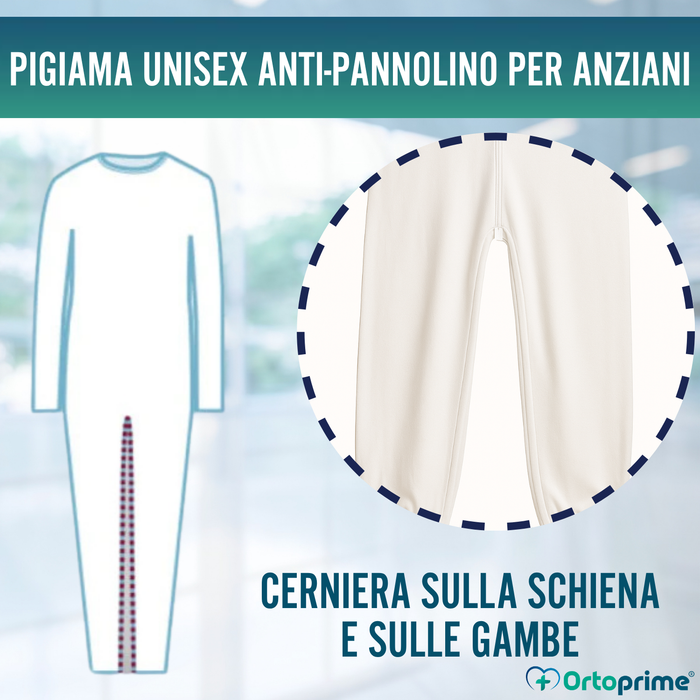 Pigiama Anti-incontinenza Manica Lunga | Unisex Doppia Zip