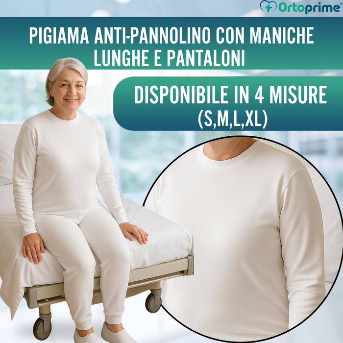 Pigiama Anti-incontinenza Manica Lunga | Unisex Doppia Zip