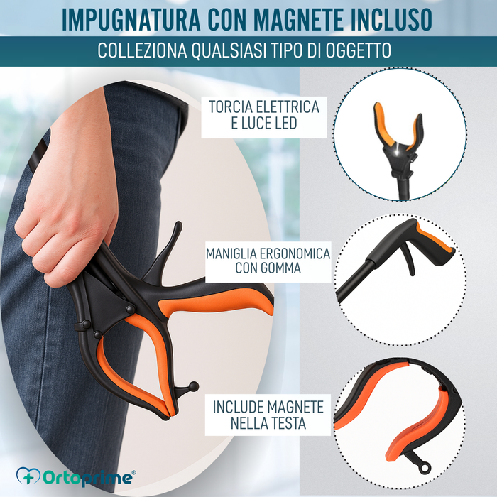 Pinza Raccogli Oggetti con Immagnete e Luce LED | Pieghevole