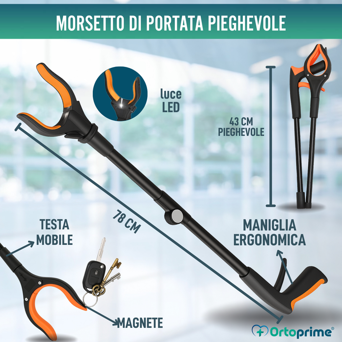 Pinza Raccogli Oggetti con Immagnete e Luce LED | Pieghevole
