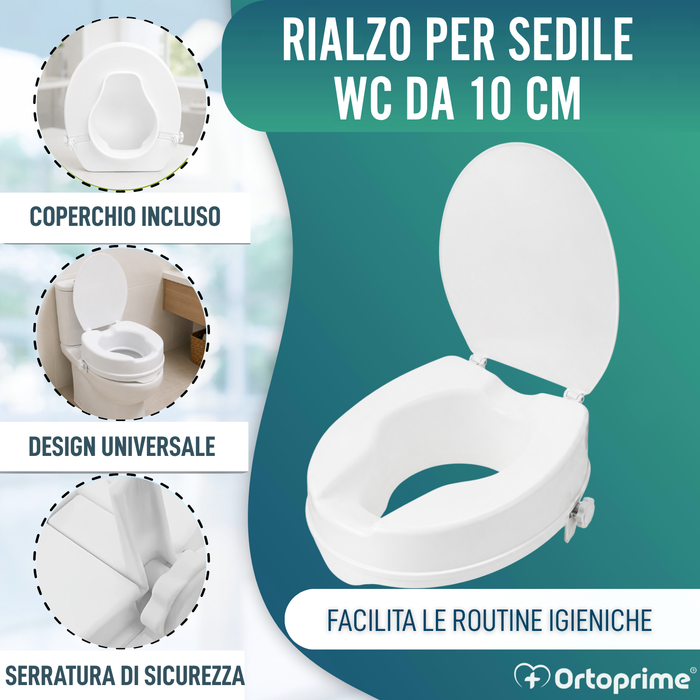 Rialzo WC con Coperchio 10 cm | Universale