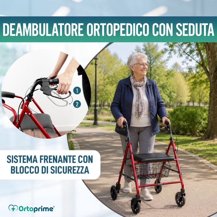 Rollator in Alluminio con Freni e Seduta Imbottita