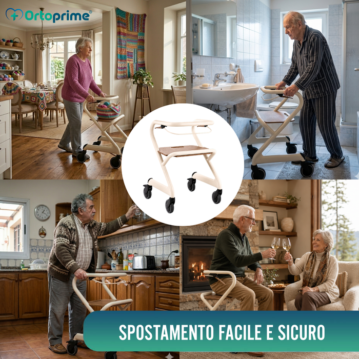 Rollator con Sedile e Freno Centrale | Uso Interno