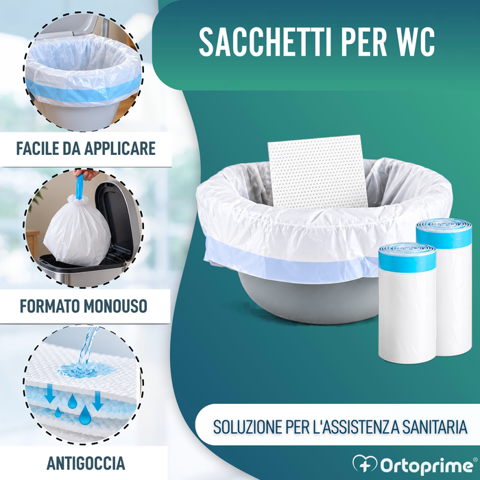 Borse da WC Usa e Getta con Cuscinetti e Manici | Pack 50