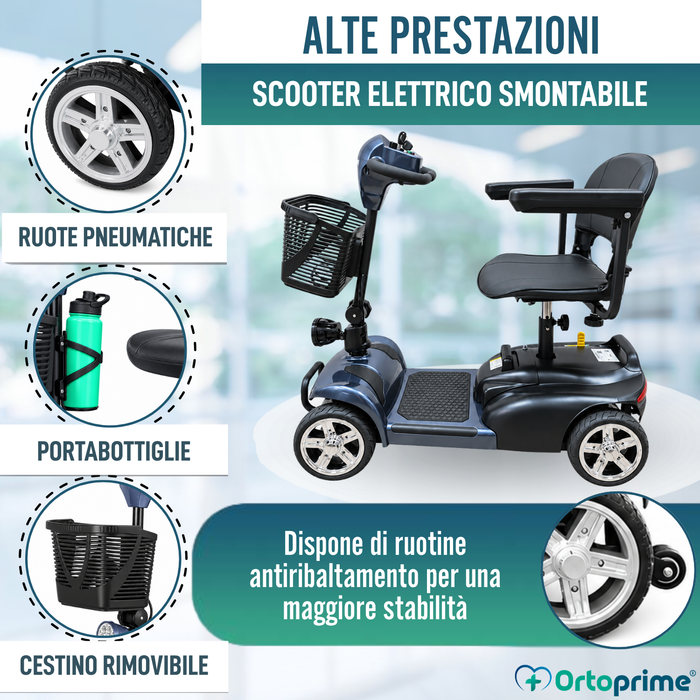 Scooter Elettrico Smontabile 4 Ruote | Batteria Estraibile