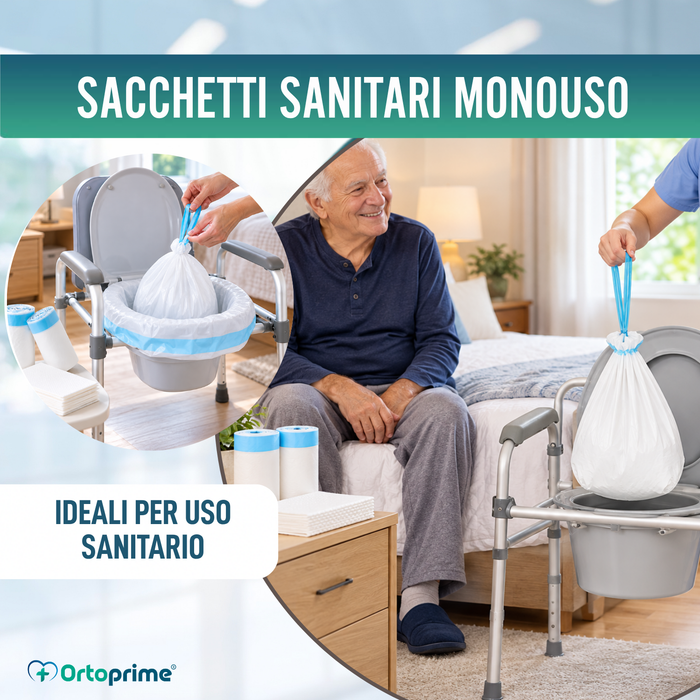 Borse da WC Usa e Getta con Cuscinetti e Manici | Pack 50