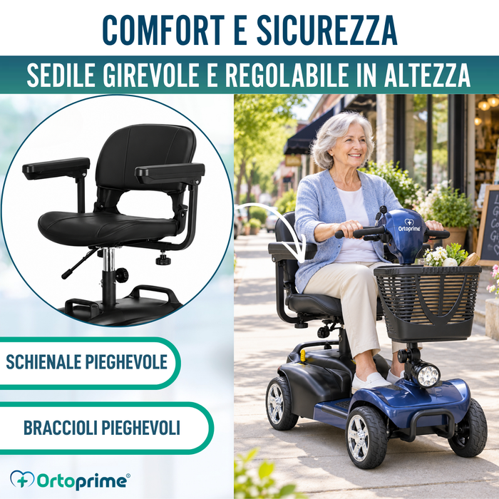 Scooter Elettrico Smontabile 4 Ruote | Batteria Estraibile
