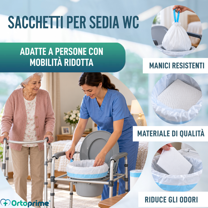 Borse da WC Usa e Getta con Cuscinetti e Manici | Pack 50