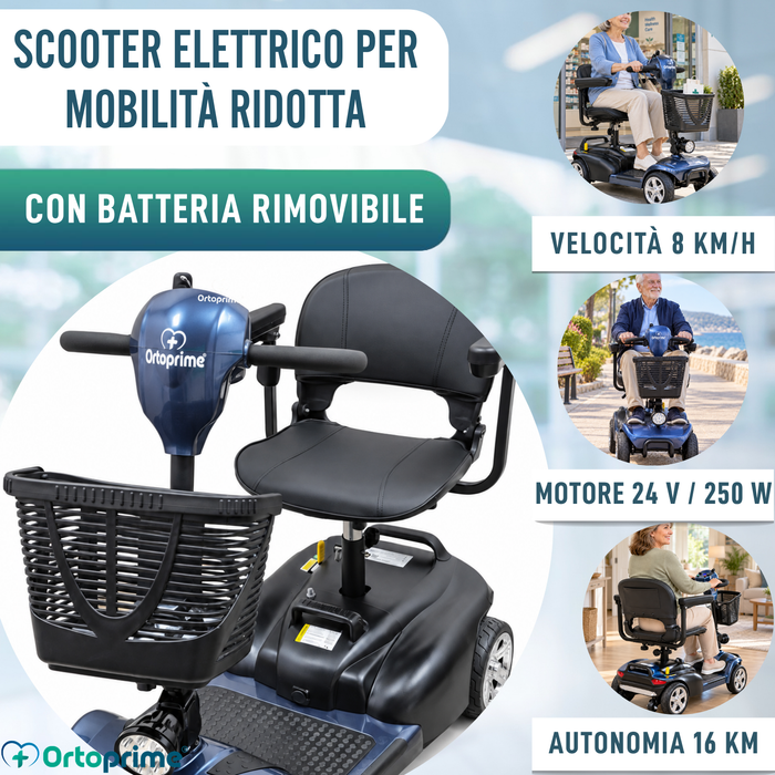 Scooter Elettrico Smontabile 4 Ruote | Batteria Estraibile