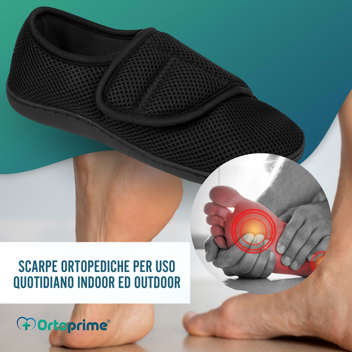 OrtoPrime Scarpe Ortopediche Donna E Uomo – Ampia Calzata, Doppio Strappo, Suola Antiscivolo – Per Piedi Gonfi, Diabetici, Post-Operatorie