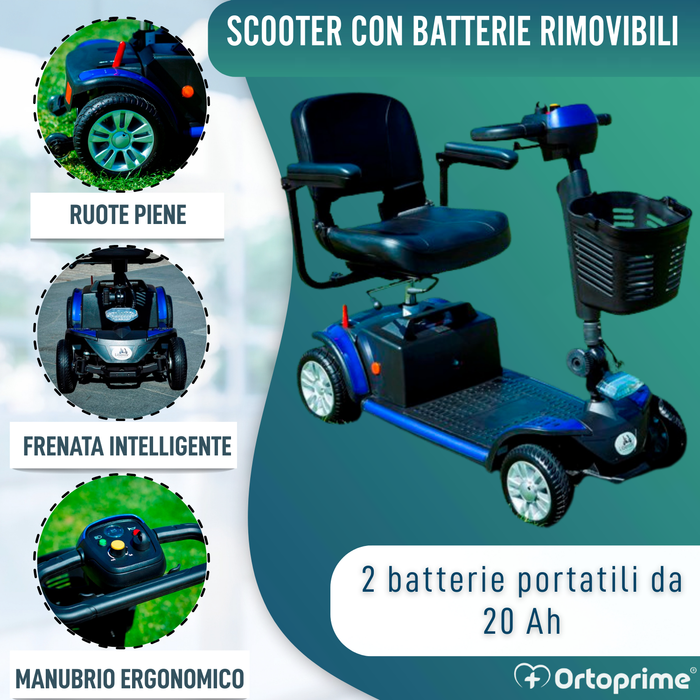 Scooter Elettrico Compatto e Smontabile | 4 Ruote
