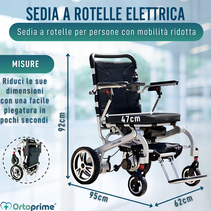 Sedia a Rotelle Elettrica Ultraleggera con Batteria al Litio