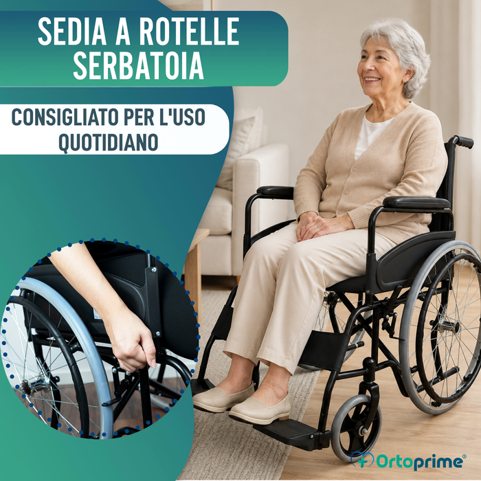 Sedia a Rotelle Pieghevole Auto-Propellente con Cintura di Sicurezza