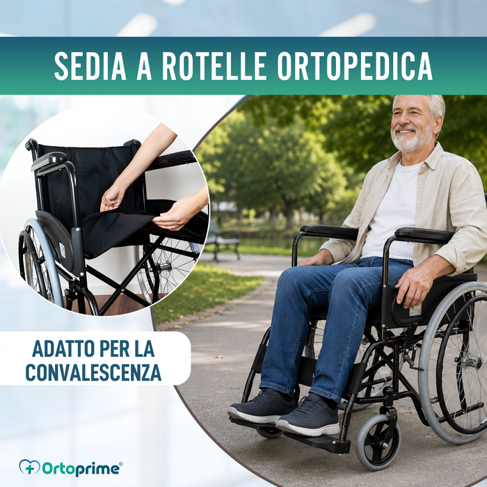 Sedia a Rotelle Pieghevole Auto-Propellente con Cintura di Sicurezza