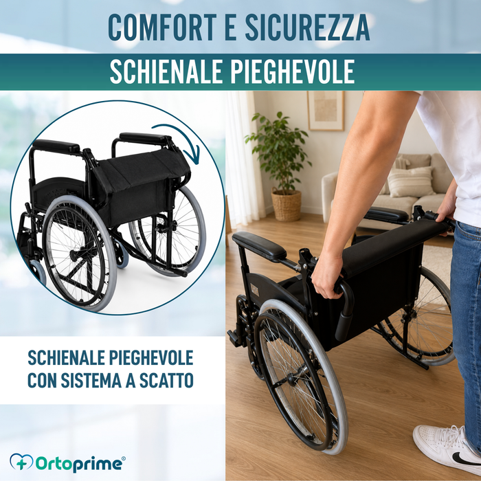 Sedia a Rotelle Pieghevole Leggera per Anziani Autopropulsate