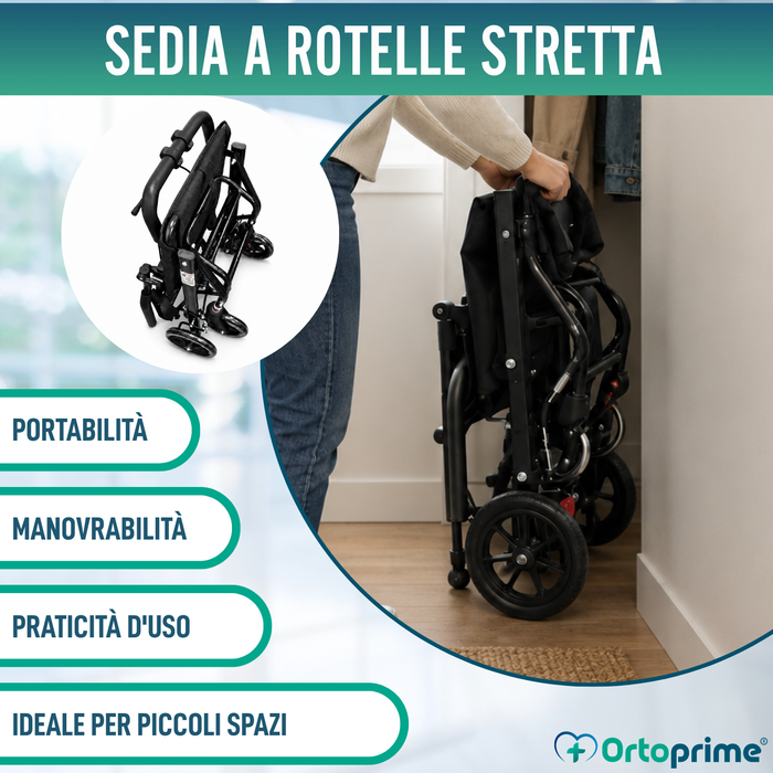 Sedia a Rotelle da Transito Leggera Pieghevole con Freni