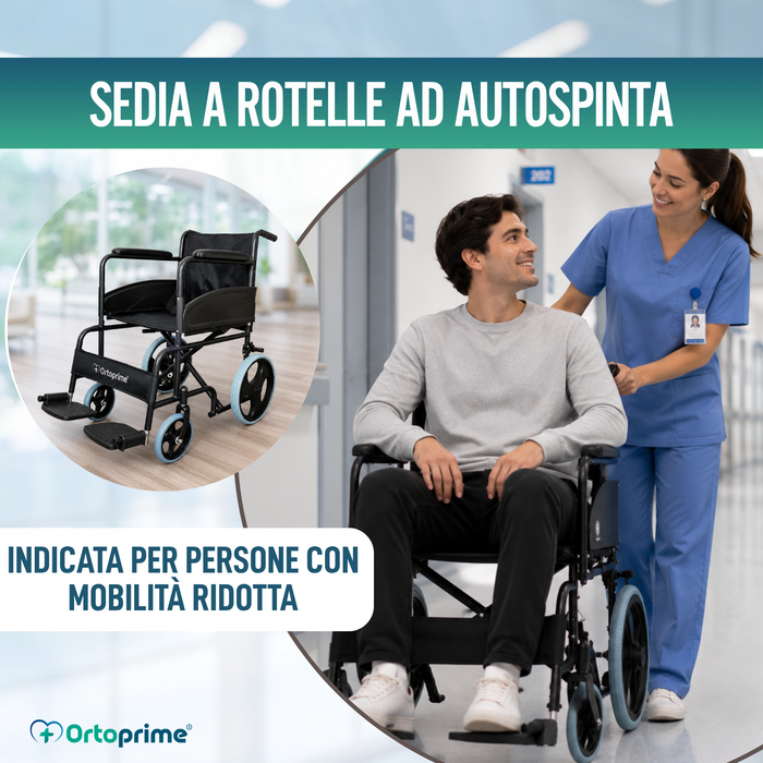 Sedia a Rotelle Pieghevole Ortopedica per Adulti